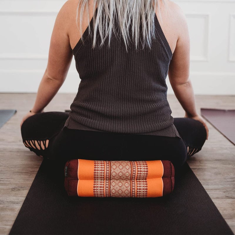 Zafuko Yoga & Meditation Cushion - Black/Red - organic water-resistant Kapok filling, meditation cushion, soft yoga prop - Image 4